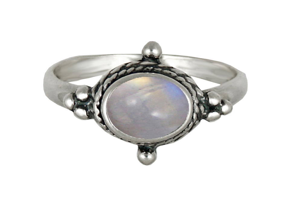 Sterling Silver Gemstone Ring With Rainbow Moonstone Size 9 Sterling Silver Gemstone Ring With Rainbow Moonstone Size 9